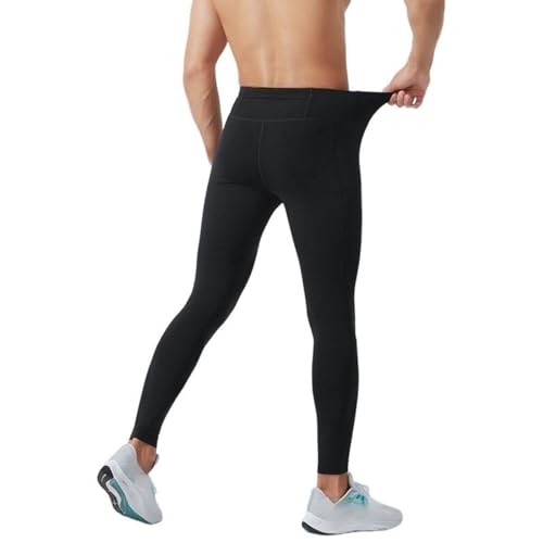 Wayonge Men's Outdoor Running Sweatpants Quick Dry Compression Leggings for Basketball Running (X-Large,Black with Fleece-Lined Models)