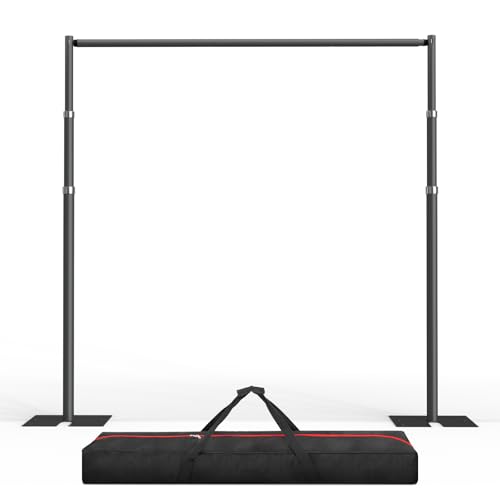 EMART Pipe and Drape Backdrop Stand Kit, Backdrop Stand Heavy Duty 8.5ftx10ft, Adjustable Metal Frame for Backdrop, Background Stand Backdrop for Wedding Birthday Party Banquet Decorations-Black