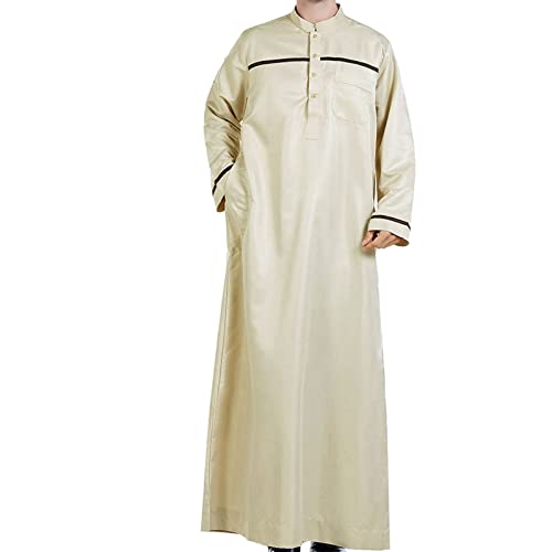 Men's Islamic Thobe Round Collar Cotton Button Long Thobe Casual Long Sleeve Ramadan Muslim Robe Trendy Clothes2