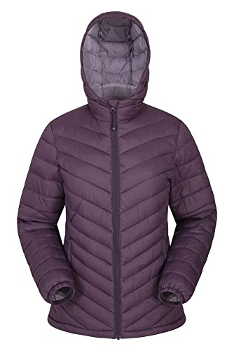 Mountain Warehouse Seasons Womens Padded Jacket - Water Resistant, Warm Ladies Coat, Front Pockets, Adjustable Elastic Cuffs & Hood - For Autumn, Winter, Outdoors Purple Women's Size 4