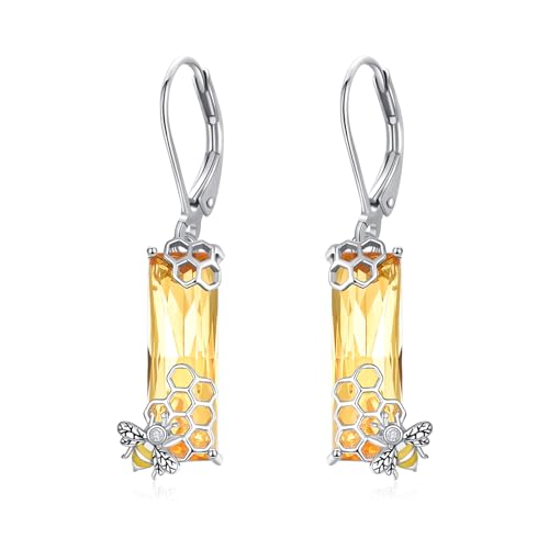 AENEAS Bee/Cardinal/Mushroom Earrings Dangle Drop Leverback Sterling Silver Crystal Earrings Women Nature Jewelry Hoop Dangly Earrings for Birthday Christmas