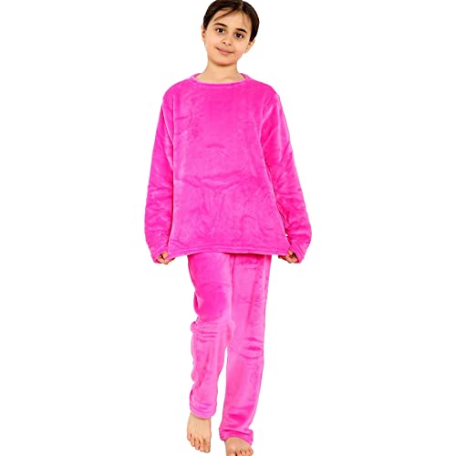 Pyjamas pour filles et garçons en tissu toison chaud et thermique deux pièces