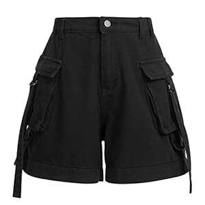 Damen Sommer Cargo Shorts Kurze Hosen Militär Casual Elastische Taille Freizeithose mit Taschen Baumwolle Outdoorhose S-2XL