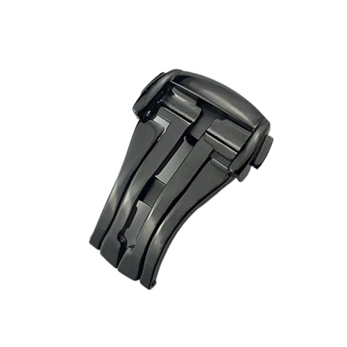 Fermoir papillon en acier inoxydable sécurisé pour bracelet en caoutchouc 20mm noir
