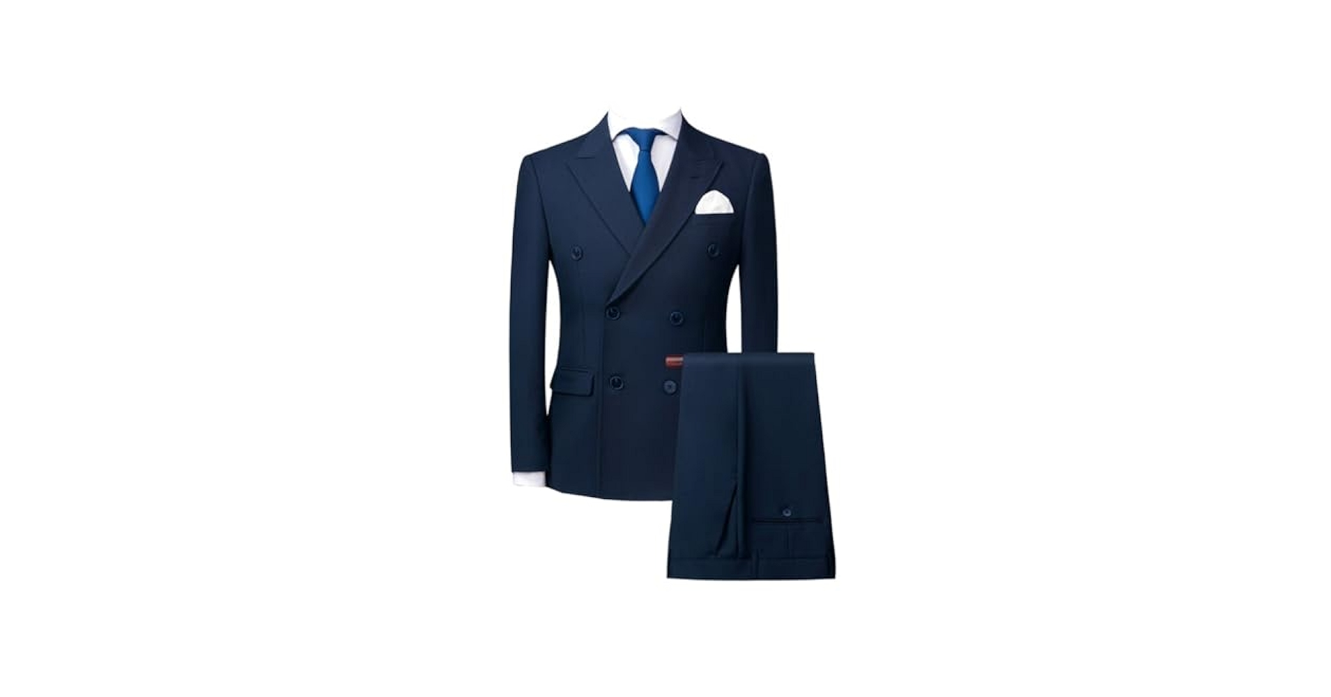 JUZHIJIA Navy Blue Suit Men Slim Fit Italian Double Breasted