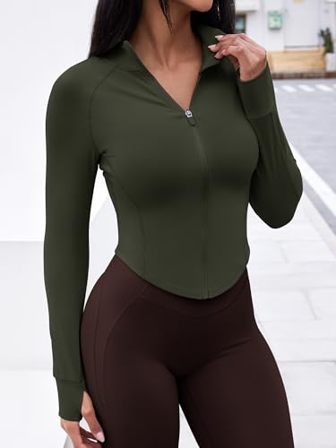 Image of GYM RAINBOW Womens Snatched Workout Jackets Lightweight Zip Up Slim Fit Gym Track Athletic Jackets with Thumb Holes