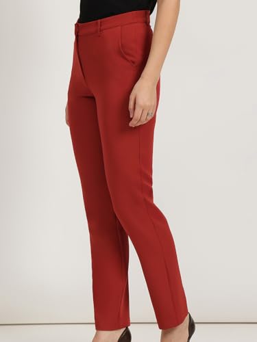 Image of FableStreet Women's Formal Trousers | Mid-Rise Straight-Leg Design | Flat Front & Permanent Crease | Polyester Lycra Fabric | Office Wear & Business Meeting