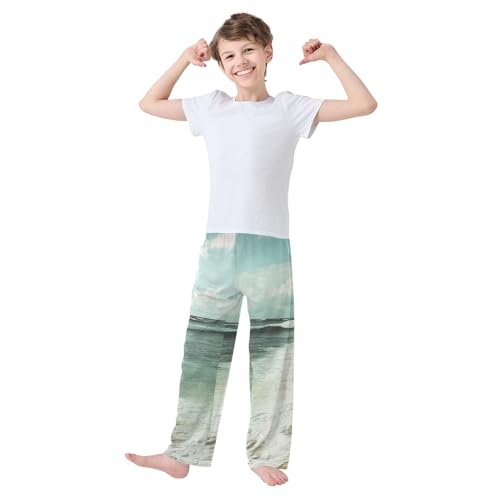 Boys' Pants Seaside Beach Walker Long Bottoms Jogger Pants Elastic Waist Trousers with Pockets S-XL2