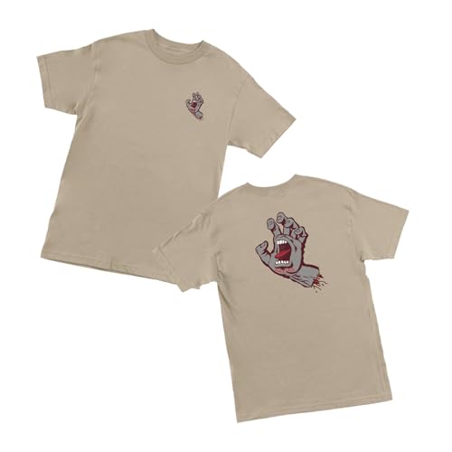 SANTA CRUZ Screaming Hand S/S Heavyweight T-Shirt Sand W/Maroon/Grey Lg Mens3