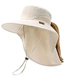 Camptrace Safari Outdoor Sun Hat UPF 50+ Wide Brim Fishing Hat with Neck Flap for Women Waterproof Bucket Hat