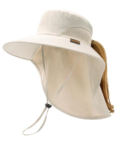 Camptrace Sun Hats for Women Men UPF 50+ UV Protection Wide Brim Hiking Fishing Hat with Neck Flap