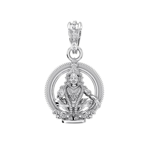 Pendentif Dieu Ayyappa en argent 925 massif poli main de grande taille pour homme