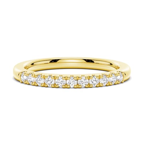 MSBLUE® 1.8mm Moissanite Wedding Eternity Band Ring, Round Cut, 14K Gold Vermeil, Rhodium Finish