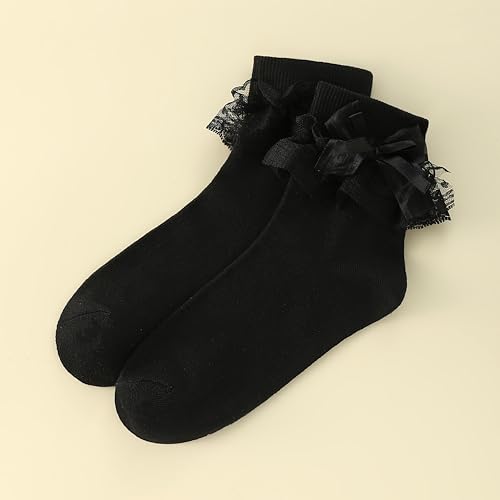 Image of Dicry Socks for Women, Big Ruffle Socks with Turn Cuff and Double Lace