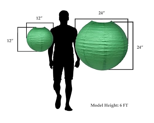 Image of Mudra Crafts Dark Green Paper Lanterns Wedding Party Decorations - 12 in 10 Round Hanging Ceiling Lanterns, 10 Pack, Decorative Lamp Shades