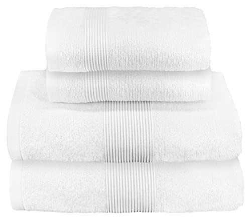 PERLARARA Juego de 4 toallas de baño para cara y bidé Zucchi, 2 pares de toallas de baño y 2 parejas invitadas, 60 x 110 cm + 40 x 60 cm Salicornia blanca 13 Cover