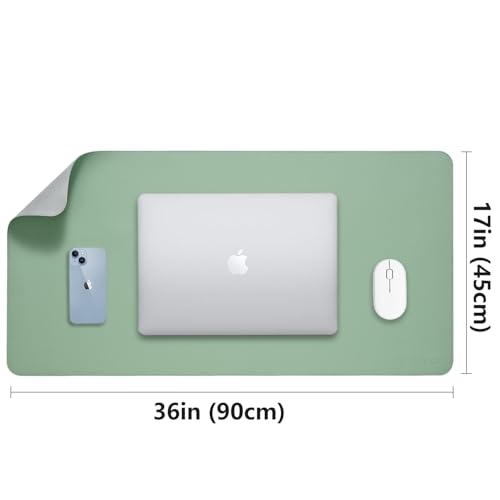 Image of Aropana Anti-Slip Extended Mouse Pad | PU Vegan Leather Desk Mat | Large Computer Desk Protector Pad with Suede Base for Keyboard, Laptop, Office & Home (90x45CM, Turquoise)