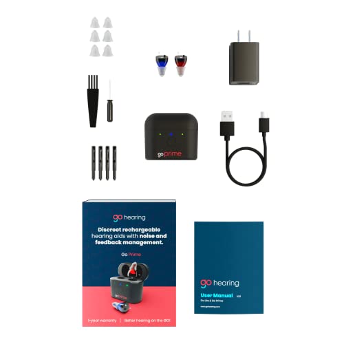 Go Prime Digital Hearing Aids For Seniors And Adults, In-The-Ear Rechargeable Hearing Aids With Noise Reduction And Discreet Fit For All-Day Comfort, Includes Rechargeable Hearing Aid Case (Black) #TOP4