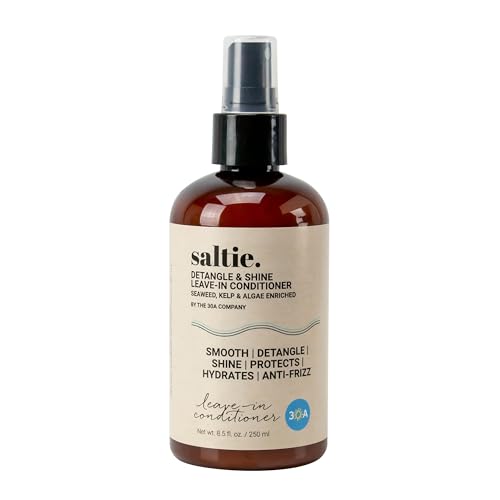 Saltie by 30A Leave-In Conditioner, 8.5 fl. Oz/250ml - Seaweed, Kelp & Algae Enriched Detangle & Shine Hair Treatment -Ideal For Frizzy and All Hair Type , Protects Scalp