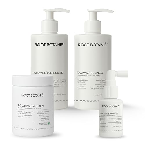 Image of FOLLIWISE Women 4-in-1 Hair Growth Combo | Deep Nourish Shampoo, Smooth Conditioner, Hair Vital Serum & Microbiome Balance Capsules | Anti Hair Fall, DHT Block, Hormonal & Scalp Care