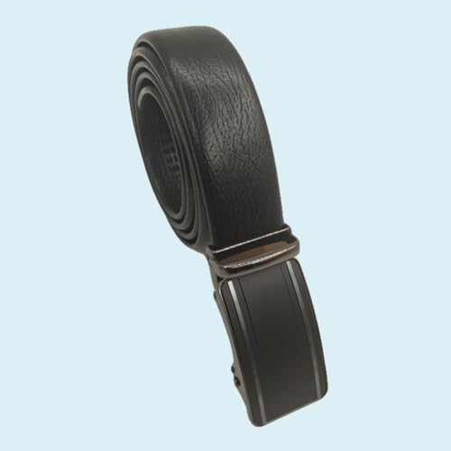 Men's Genuine Leather Ratchet Belt with Automatic Buckle, Black4