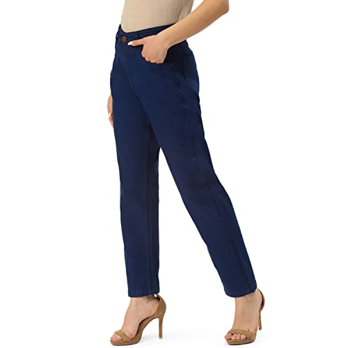 Image of PARIS HAMILTON Womens /Girls High Waist Straight fit Stretchable Denim Jeans Relaxed Fit