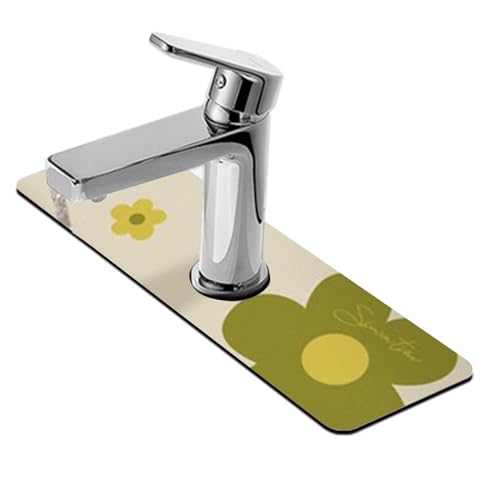 蛇口水切りマット 排水マット キッチン水栓パッド 可愛い 蛇口吸収パッド 速乾吸水 蛇口 水切りマッド 水栓 カバー 滑り止め 乾燥用 消臭 洗濯可能 水汚れ防止 台所用 #2 38*13cm