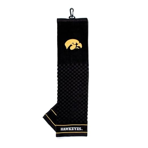 Team Golf NCAA Iowa Hawkeyes Embroidered Golf Towel Embroidered Golf Towel, Checkered Scrubber Design, Embroidered Logo