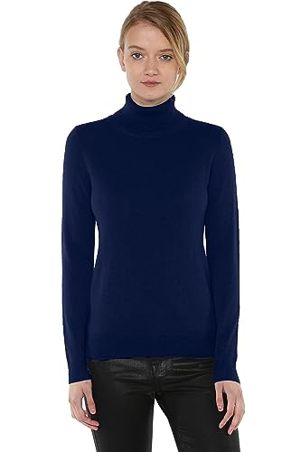 Image of JENNIE LIU Women's 100% Pure Cashmere Long Sleeve Pullover Turtleneck Sweater