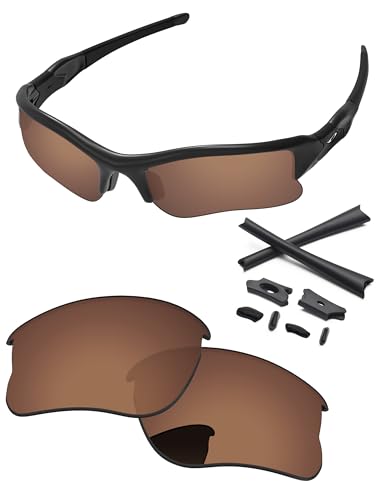 PapaViva Lentes de repuesto y kits de goma para Oakley Flak Jacket XLJ OO9009, Pro+ Cobre Marrón Polarizado, Flak Jacket XLJ
