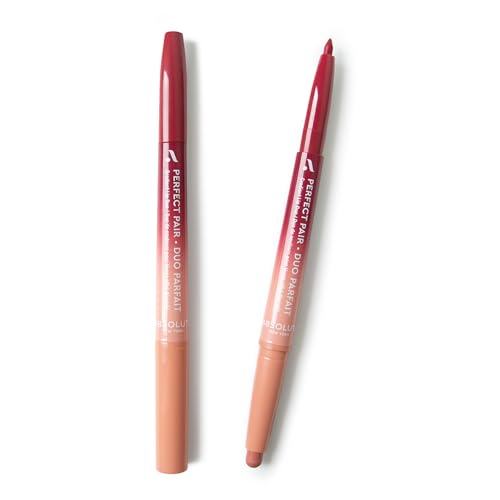 Absolute New York ALD08 Perfect Pair Lip Duo, Fuller and Poutier Lips, Deeper Shade For Lip Contouring, Satin Lipstick and Lip Liner