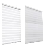 HSYLYM Blackout 100 Polyester Zebra Shades Day and Night Zebra Roller Blinds for Kitchen Bedroom Bathroom (Width 115cm x Length 150cm,White)