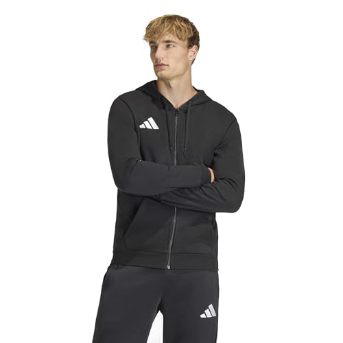 adidas Men's Entrada26 Full Zip Hoodie Men, Black/White, Large