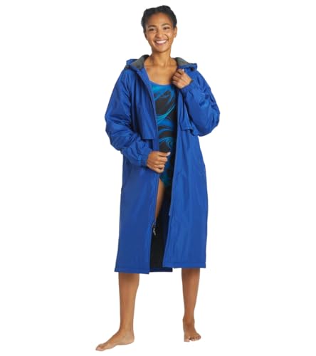 Image of Sporti Unisex Swim Parka with Comfort Plush Fleece Lining, Multi Pocket Zipper - Water Resistant Swim Coats for Women & Men