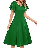Green Christmas Dress, Dresses for Wedding Guest Women, Semi Formal Work Dresses for Women, Swing Fi
