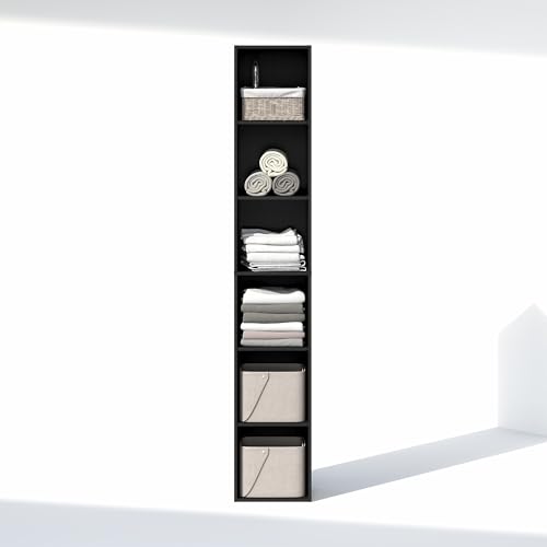 Image of Furinno Cubicle 6-Tier Closet Organizers and Storage, Closet Organizer, Open Shelf Closet Storage, 21.1 inch W, for Wardrobe, Bedroom, Living Room, Blackwood