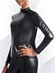 Ausing Kunstleder Bluse Damen Langarm Glänzende Oberteile Latex Shirt Langarm mit Halb Kragen Nachtwäsche Club Halloween Disco Bekleidungset Schwarz XL