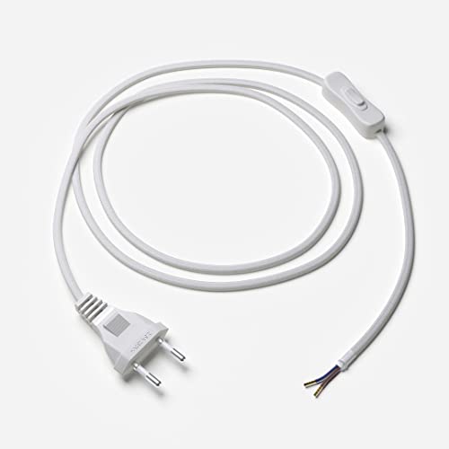 Lightstock Textilkabel-Zuleitung mit Euro-Stecker und Schalter, 250cm, 2x0,75mm², weiß Cover