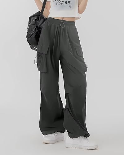 HENGAO Girls Cargo Pants Casual Jogger Loose Fit Streetwear Parachute Pants4