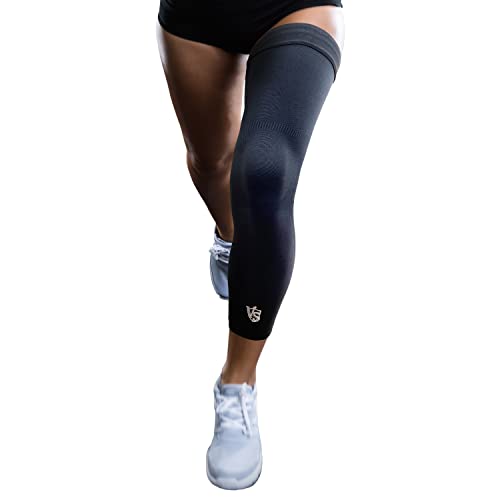 vital salveo -germanium recovery compression sports full leg sleeve length thigh calf long knee sleeve with uv protection support single tight for basketball arthritis men and women 1 pc-large