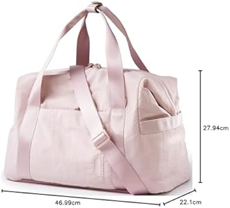 Gym Bag, BAGSMART Duffle Bag for Travel Sports Duffel Bags, Carry on Weekender Overnight Bag with Trolley Sleeve, Yoga Dance Bag for Mat and Blocks, Pink-Medium (White)