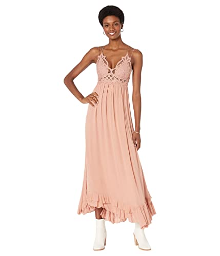 Free People Adella Sleeveless Maxi Slip Dress for Women - Plunging V-Neckline and Strappy Detail at Back with Adjustable Spaghetti Straps Rose SM One Size at Amazon Women's Clothing store Free People Adella Sleeveless Maxi Slip Dress for Women - Plunging V-Neckline and Strappy Detail at Back with Adjustable Spaghetti Straps Rose SM One Size at Amazon Women's Clothing store