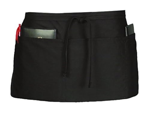 Chef Revival CL3PWACBK 3 Pocket Waist Serving Apron, black, 1 Pack, One Size