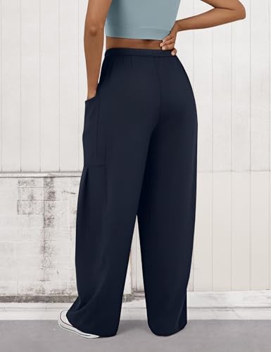 Womens Wide Leg Palazzo Pants Casual High Waisted Adjustable Tie Knot Flowy Trousers Summer Lounge Pant with Pockets2