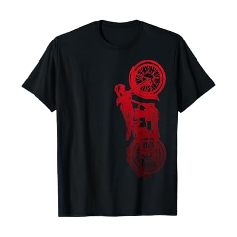 Classic Biker Vintage Retro Black Motorcycle Red T-Shirt Cover
