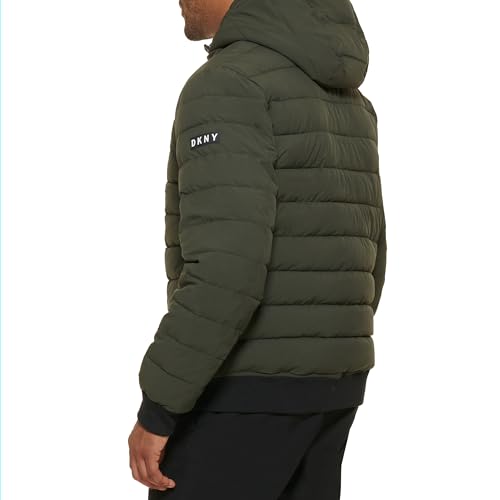Image of DKNY Men's Quilted Performance Hooded Bomber Jacket