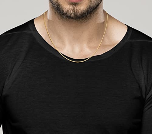 Miabella Italian 925 Sterling Silver, 18K Gold Plated 1.5mm Diamond-Cut Rope Chain Necklace for Women Men | Made in Italy4
