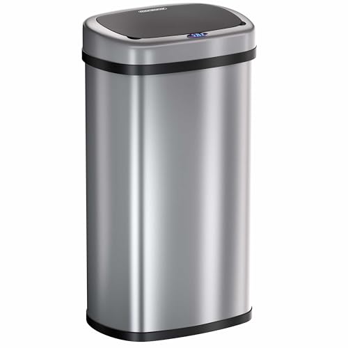 Monzana® Cubo de Basura Automático con Sensor de Movimiento de Acero Inoxidable 58L Indicador LED Plata