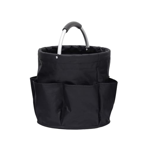 LAWALEISHE Cleaning Caddy Organiser, Cleaning Bag with Handle,Foldable Oxford Fabric Storage Hamper,Multi Pocket Cleaning Caddy Bag,Multifunctional Organiser for Picnic Bath Shopping (Black)