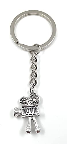 Onwomania Porte-clés film caméra film cinéma argent pendentif en métal charme